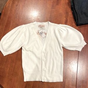 Philosophy Short Puffy Sleeve Cardigan